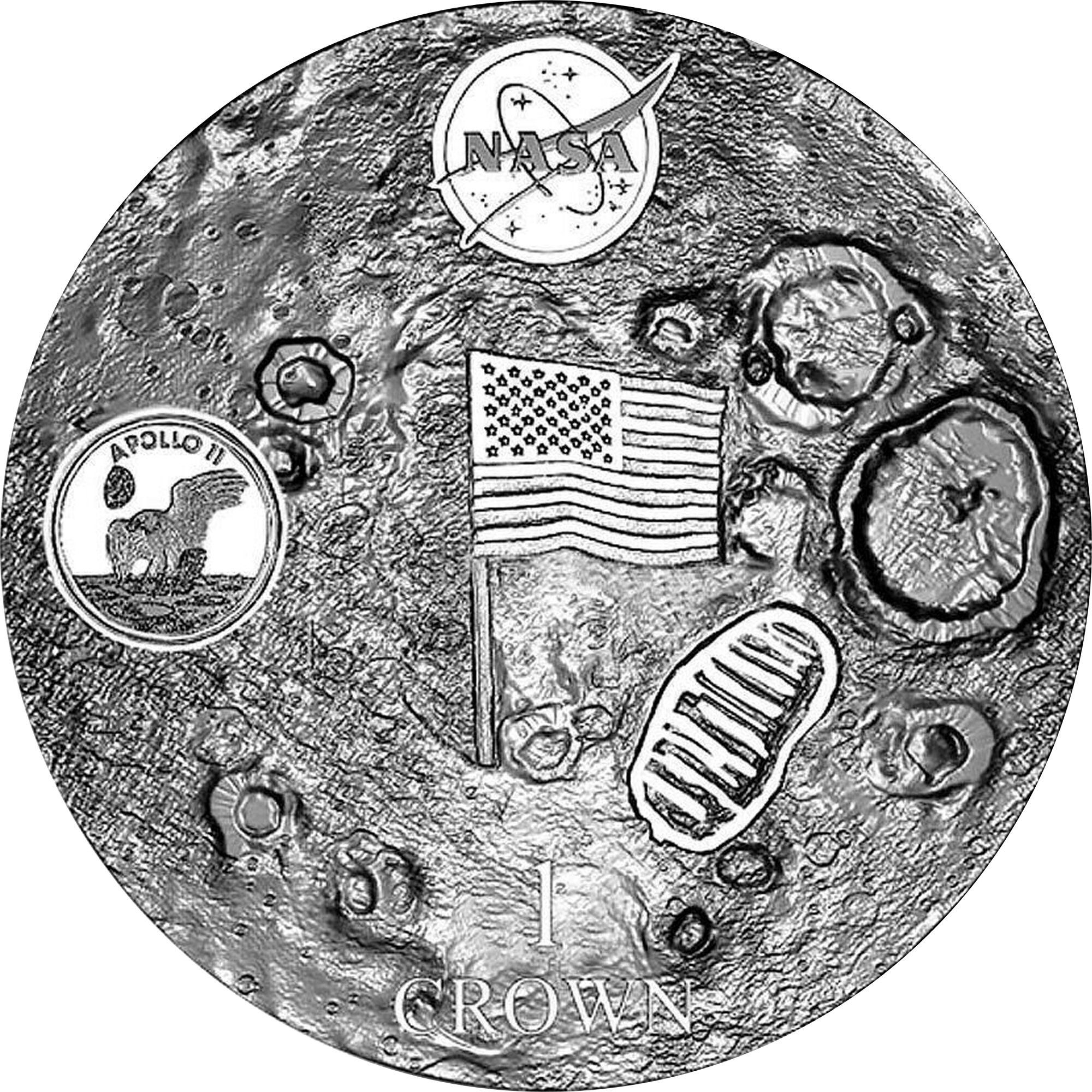 Ascension Island 1 Crown - Elizabeth II First Man on the Moon