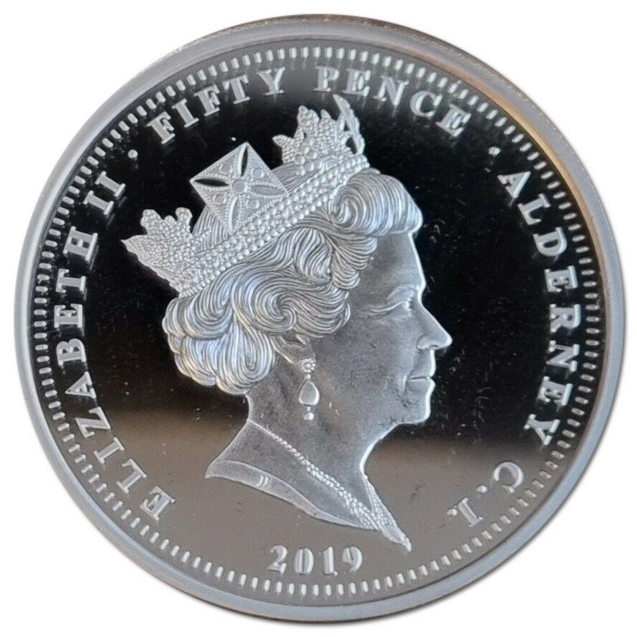 Alderney 50 Pence - Elizabeth II 75 Anniversary D-Day - Utah obverse