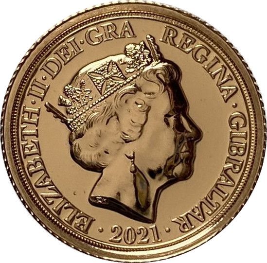 Gibraltar ¼ Sovereign - Elizabeth II The Dragon Conquered obverse