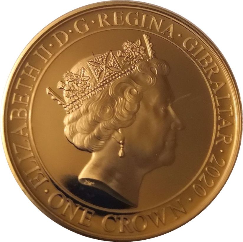 Gibraltar 1 Crown - Elizabeth II Winston Churchill, Lets go forward together obverse
