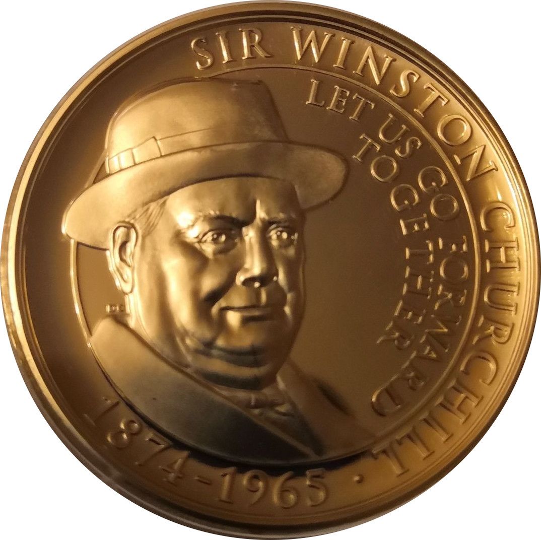 Gibraltar 1 Crown - Elizabeth II Winston Churchill, Lets go forward together reverse