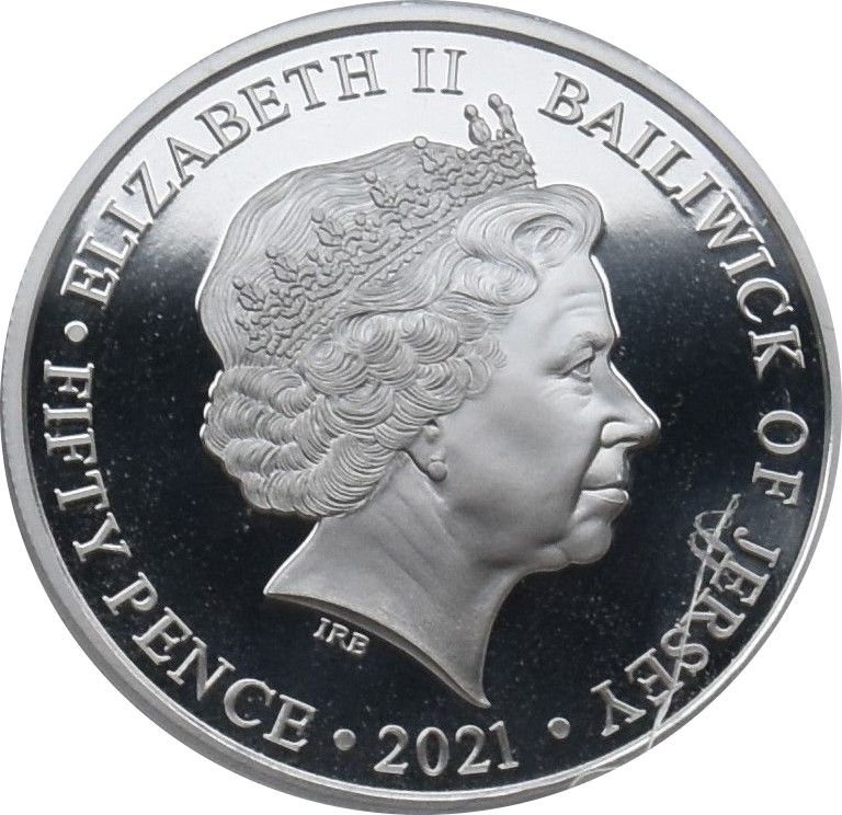 Jersey 50 Pence Elizabeth II "Her Majesty Queen Elizabeth II 95th birthday photographic collection" obverse