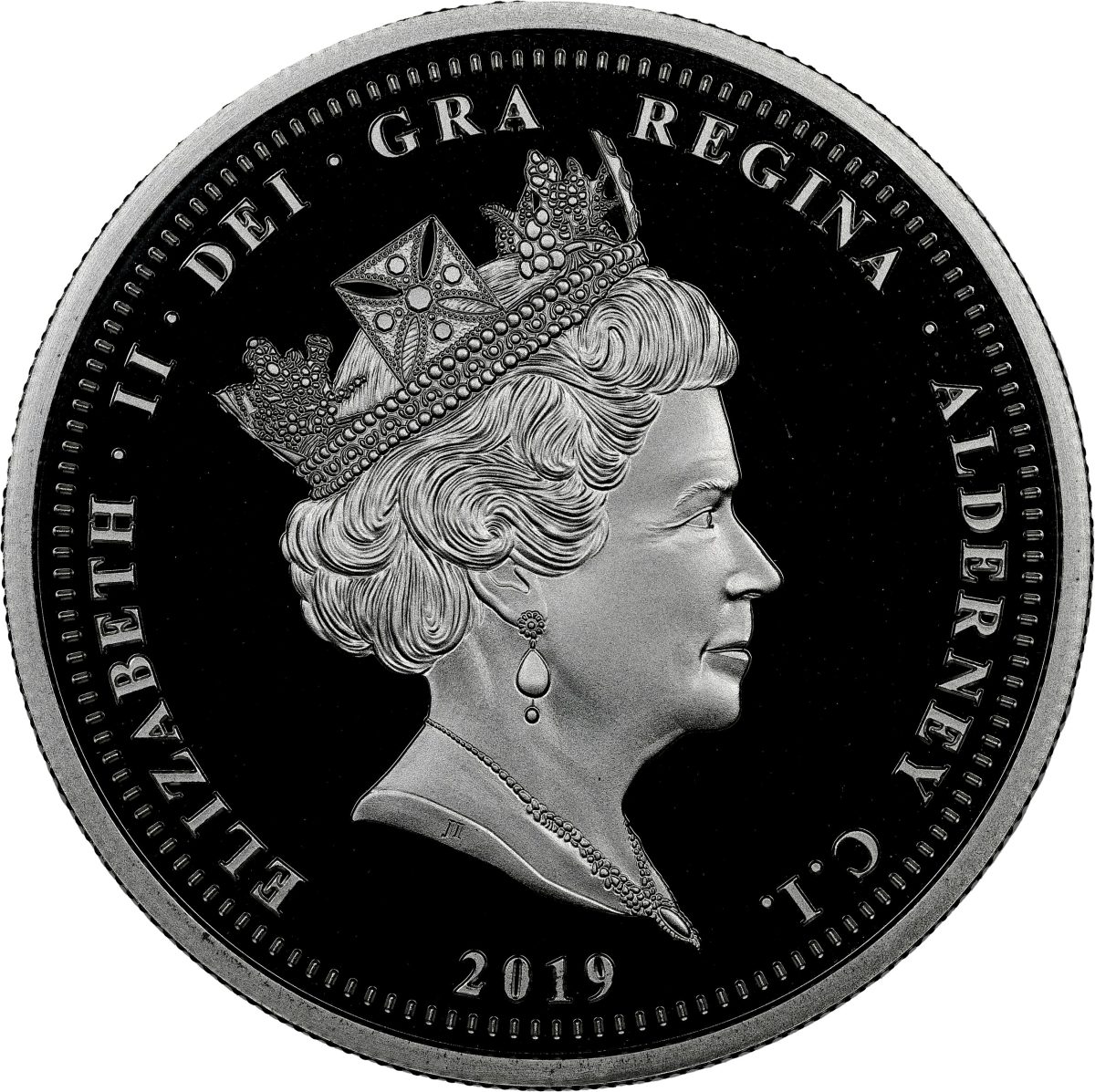 Alderney 5 Pounds - Elizabeth II The 50th Anniversary of Concorde; Silver obverse