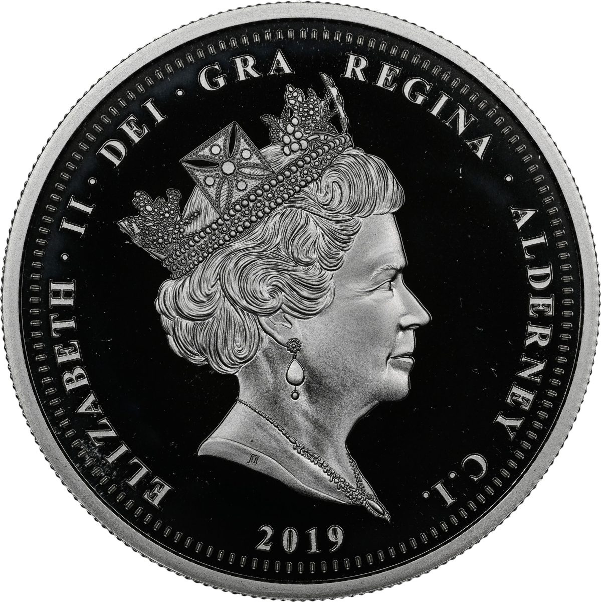Alderney 5 Pounds - Elizabeth II D-Day Soldiers obverse