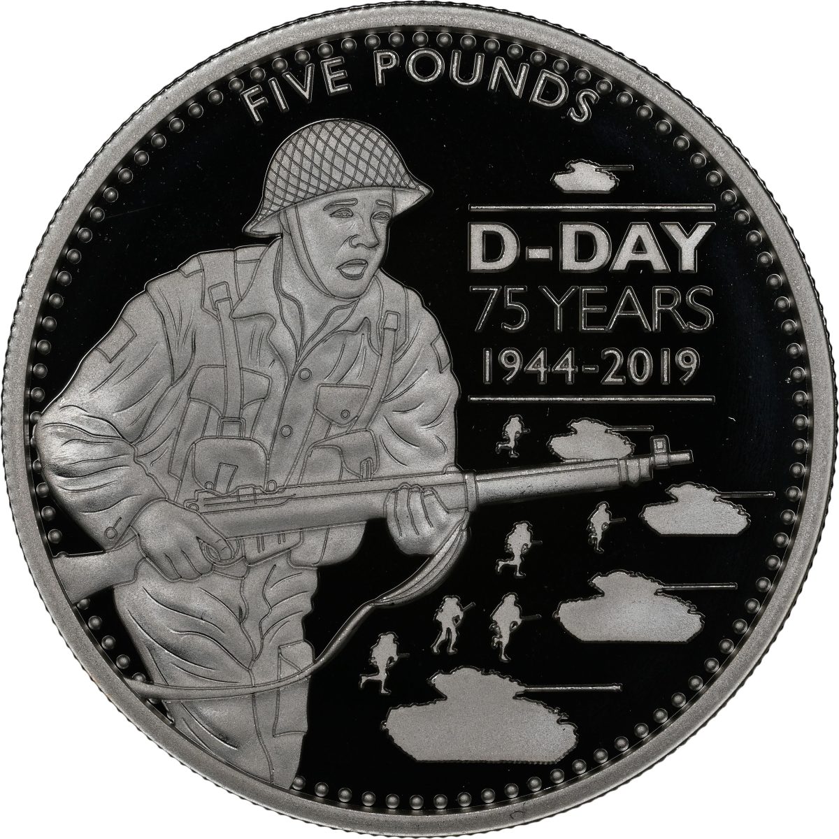 Alderney 5 Pounds - Elizabeth II D-Day Soldiers