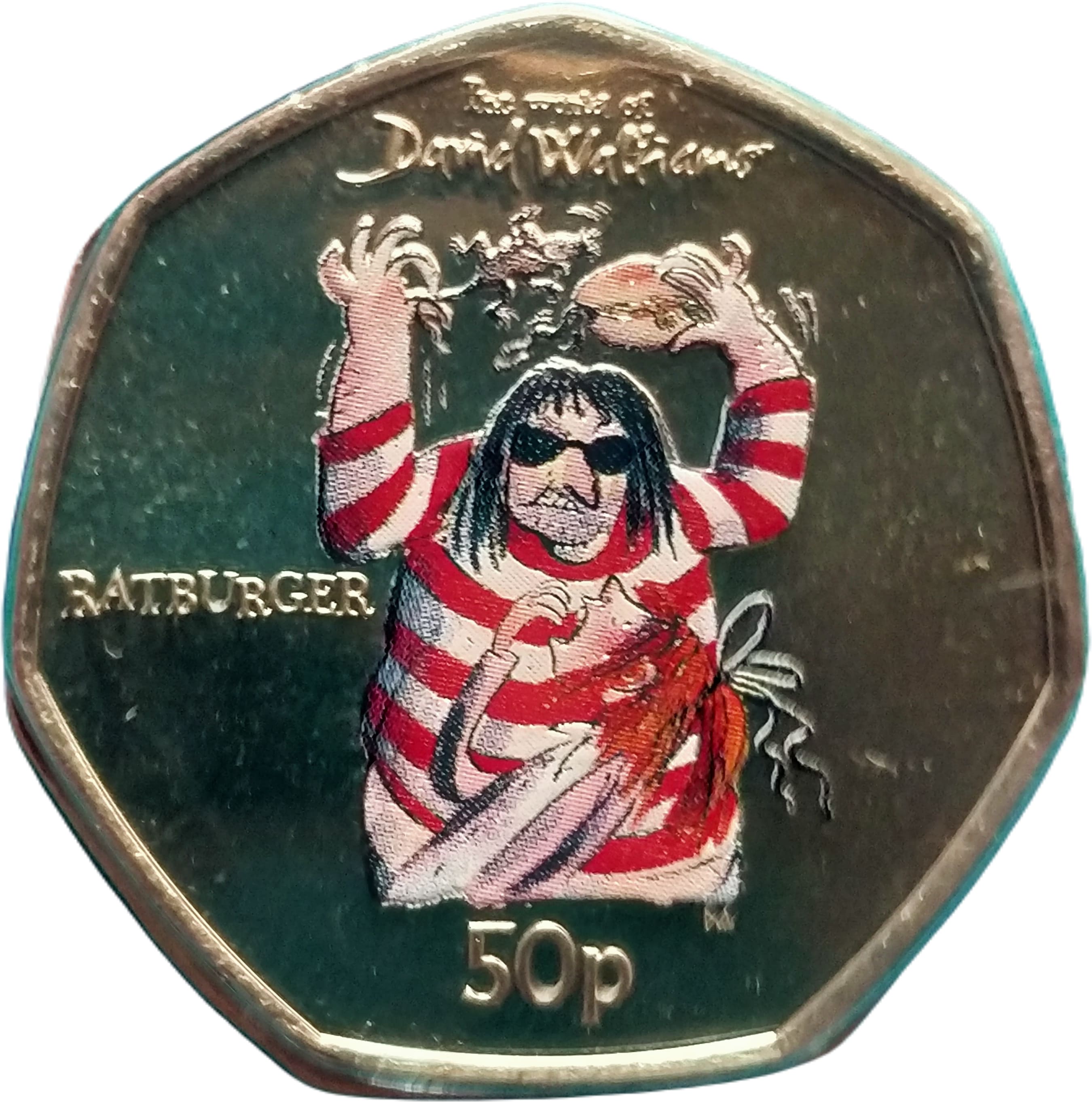 Gibraltar 50 Pence - Elizabeth II Ratburger reverse