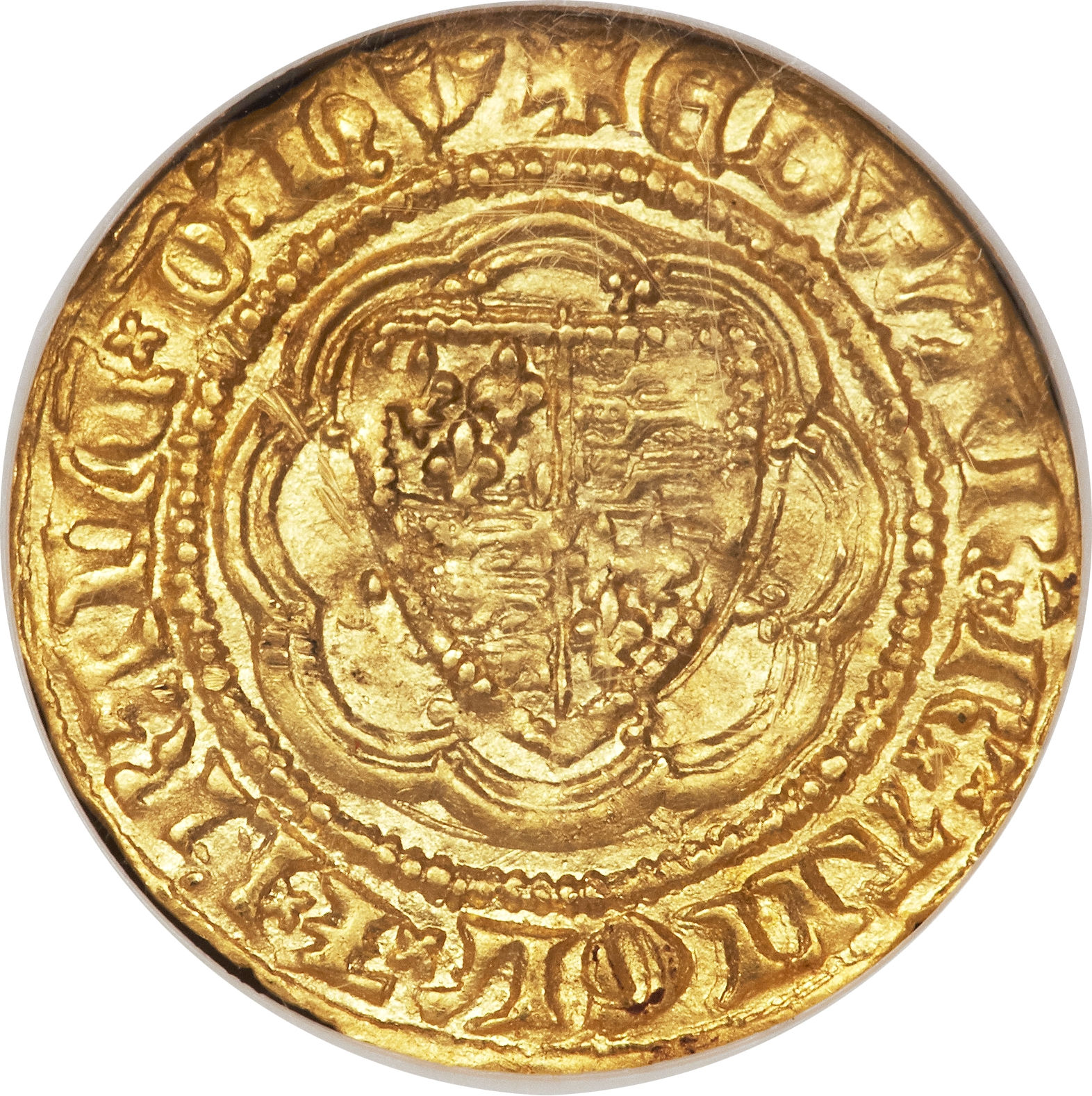 ¼ Noble - Edward III Pre-treaty period; class G obverse