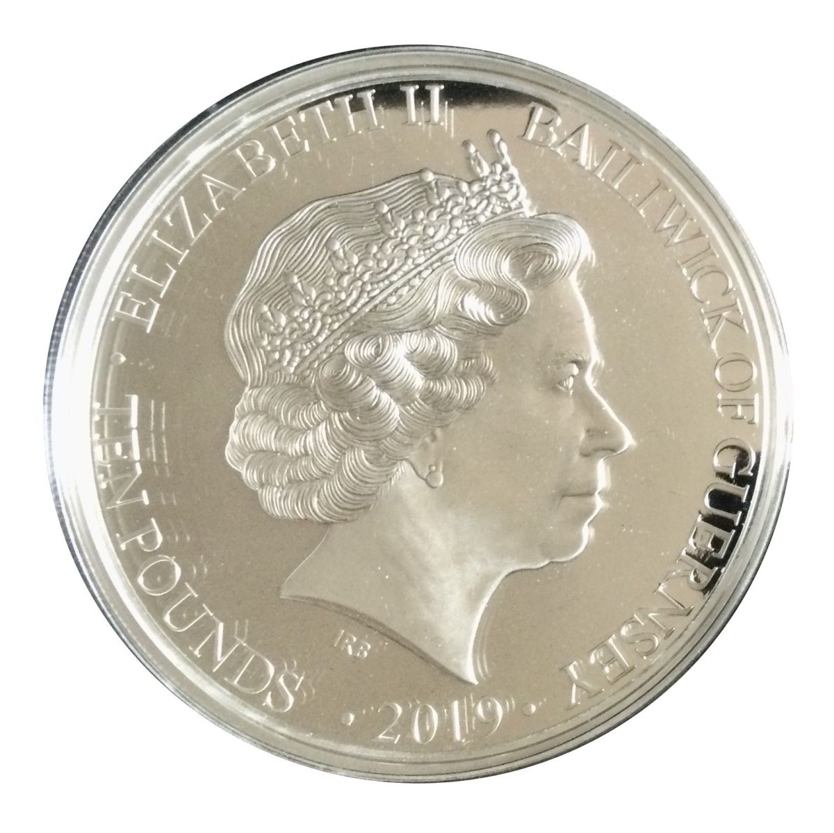 Guernsey 10 Pounds - Queen Elizabeth II D-Day 75th Anniversary obverse