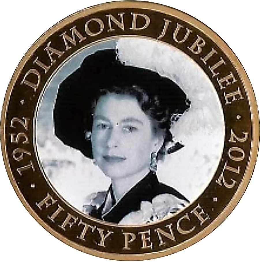 Tristan da Cunha 50 Pence - Elizabeth II Diamond Jubilee - portrait with black hat