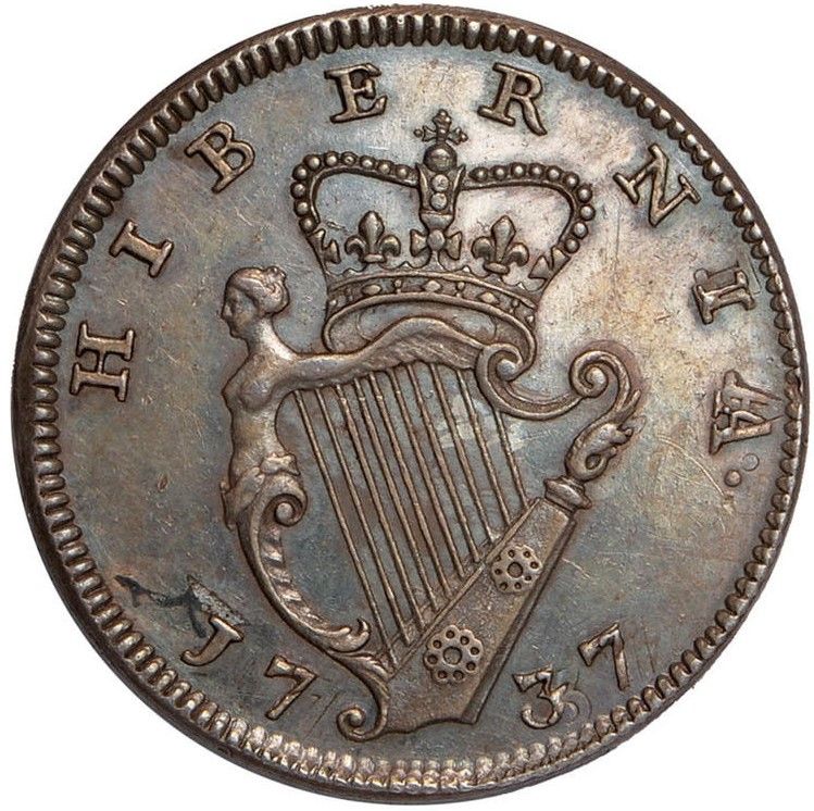 Ireland 1 Farthing - George II Type I, Silver, Proof