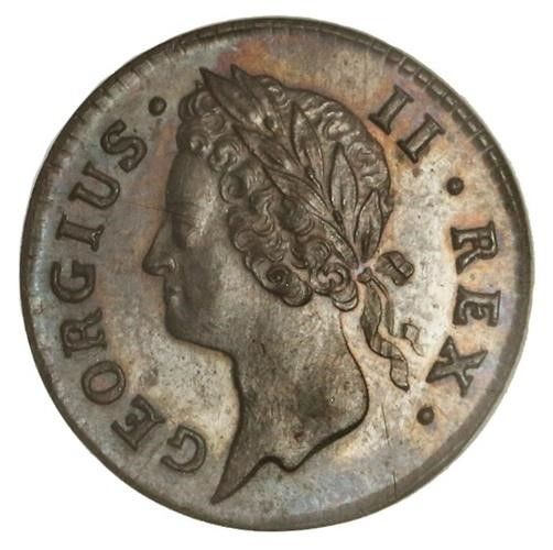 Ireland 1 Farthing - George II Type II obverse