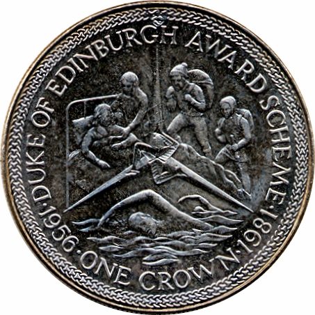 Isle of Man 1 Crown - Elizabeth II Duke of Edinburgh Award Scheme - activities