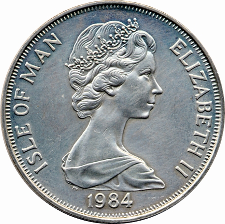 Isle of Man 1 Crown - Elizabeth II Commonwealth Parliamentary ConferenceSpeaker Gawne's chair; obverse
