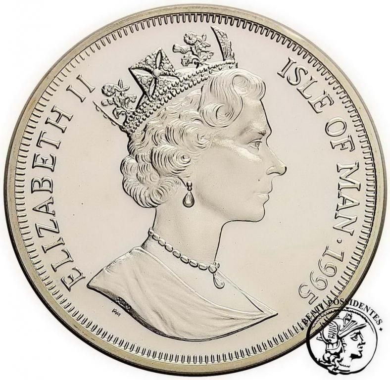 Isle of Man 1 Crown - Elizabeth II Queen Mother; Silver Proof obverse