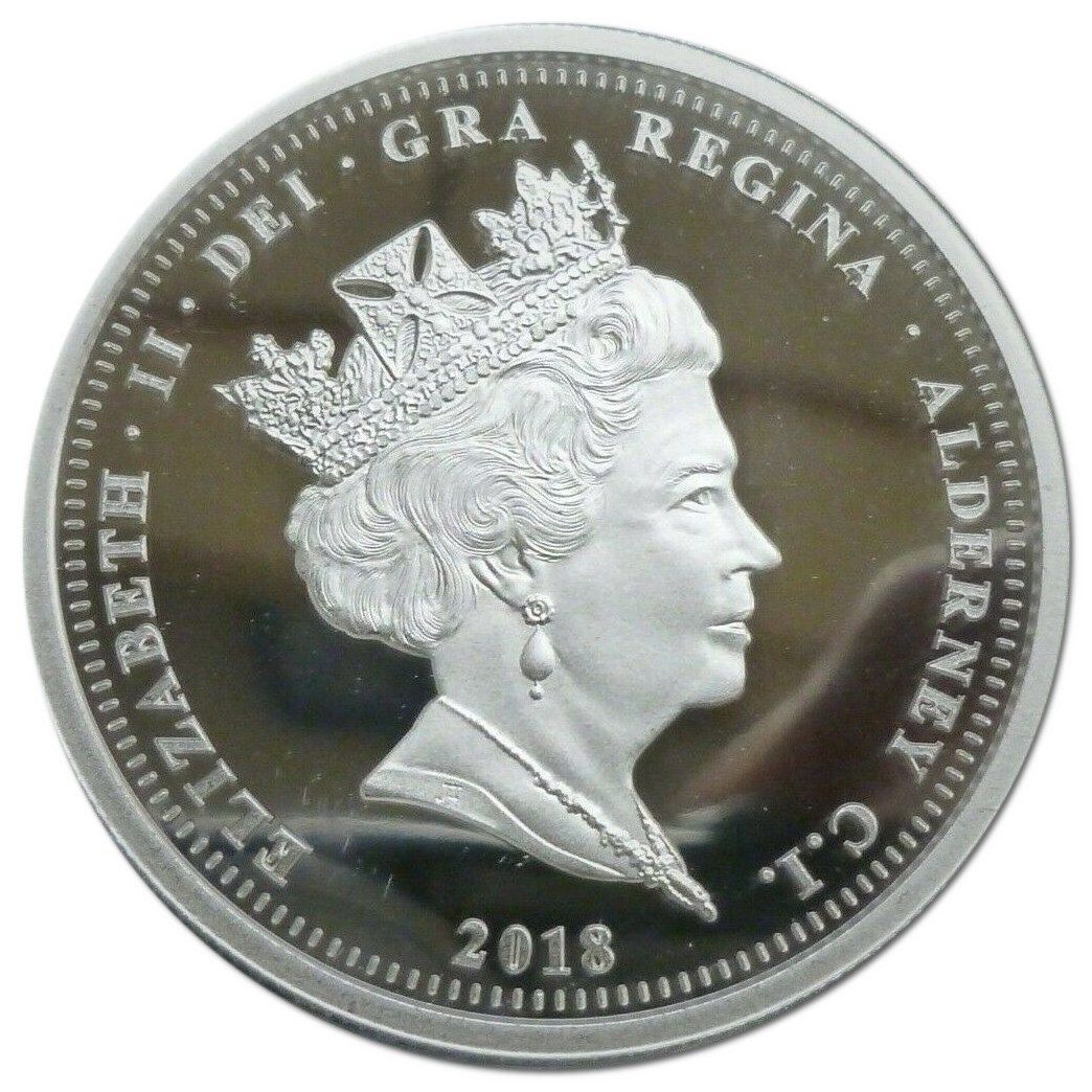 Alderney 5 Pounds - Elizabeth II 65th Ann. Coronation; Silver Proof obverse