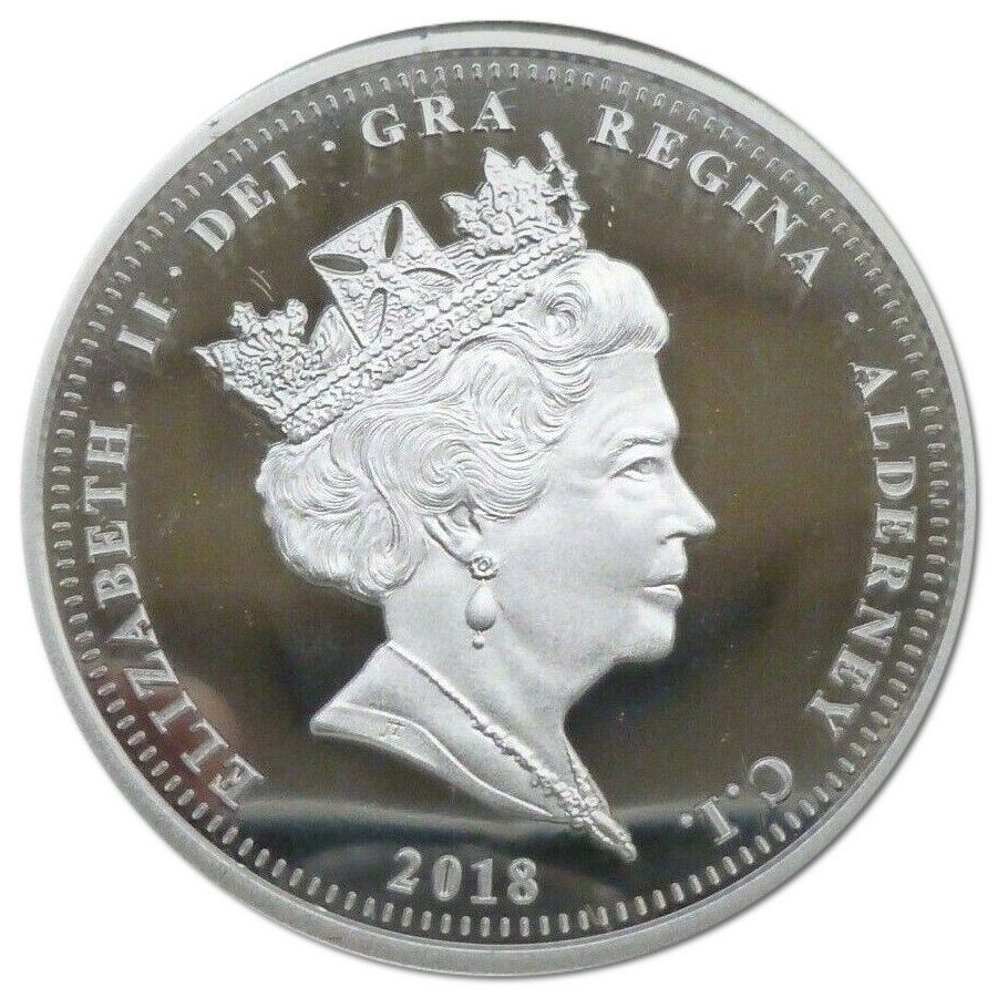 Alderney 2 Pounds - Elizabeth II 65th Ann. Coronation; Silver Proof obverse