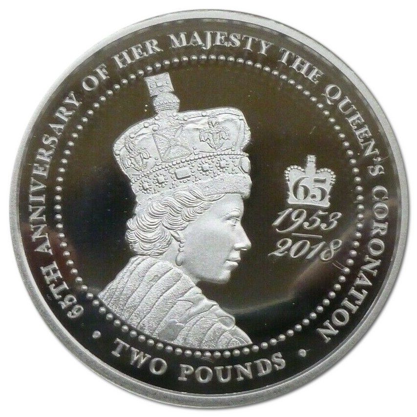 Alderney 2 Pounds - Elizabeth II 65th Ann. Coronation; Silver Proof