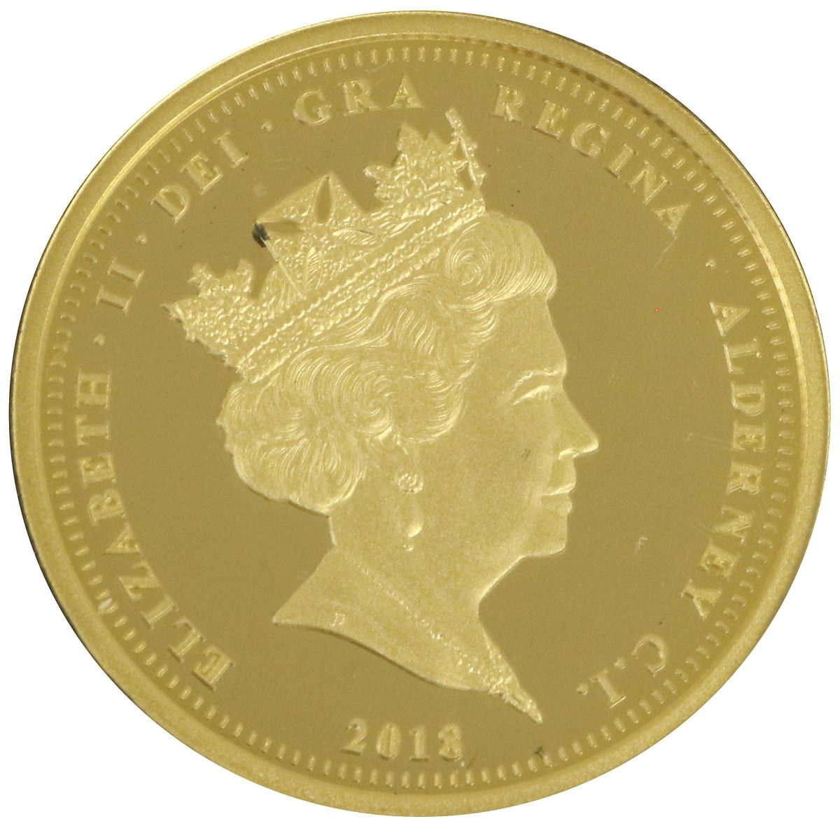 Alderney 2 Pounds - Elizabeth II 65th Ann. Coronation; Gold Proof obverse