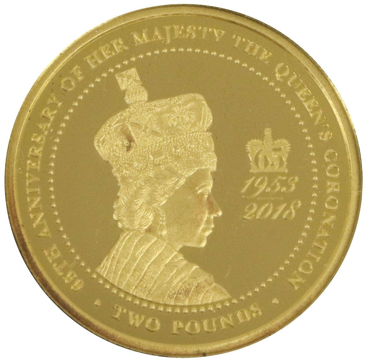 Alderney 2 Pounds - Elizabeth II 65th Ann. Coronation; Gold Proof