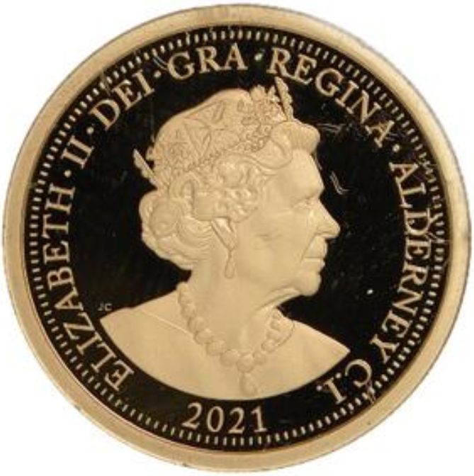 Alderney ½ Sovereign - Elizabeth II 200th Anniversary George and the dragon obverse