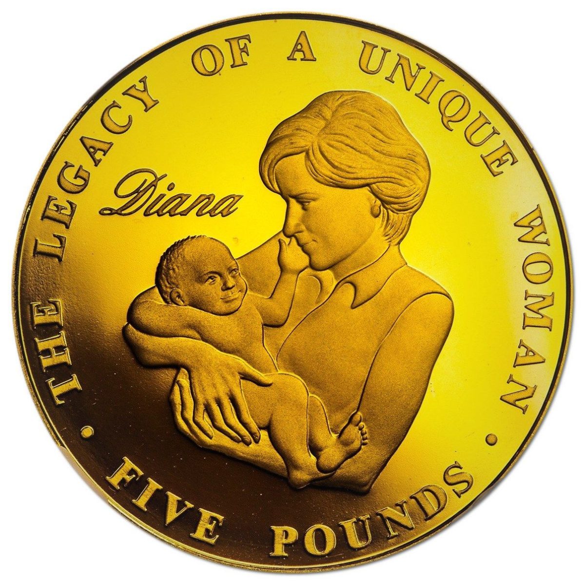 Alderney 5 Pounds - Elizabeth II Princess Diana; Gold Proof reverse