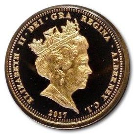 Alderney 1 Sovereign - Elizabeth II Platinum Wedding; Gold Proof obverse