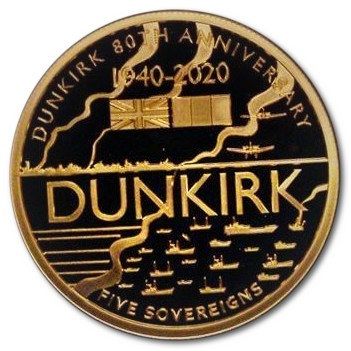 Alderney 5 Sovereigns - Elizabeth II Dunkirk Evacuation reverse