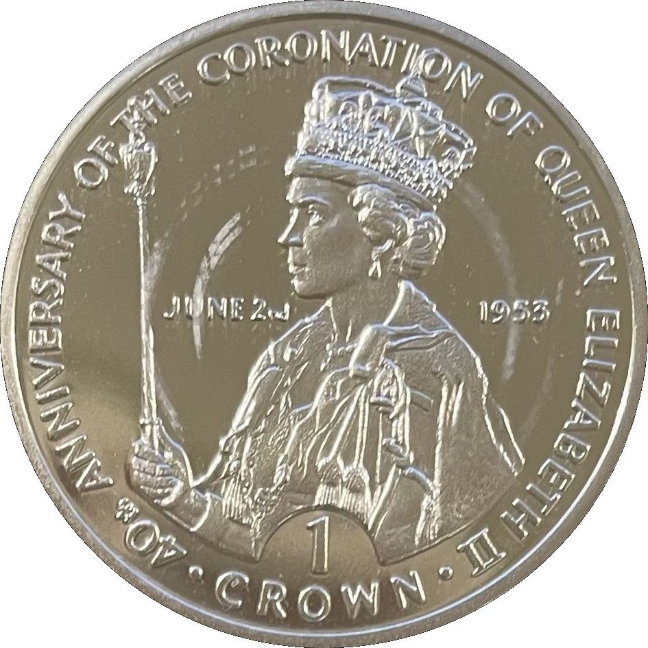 Gibraltar 1 Crown - Elizabeth II Coronation of Queen Elizabeth II; Silver Proof