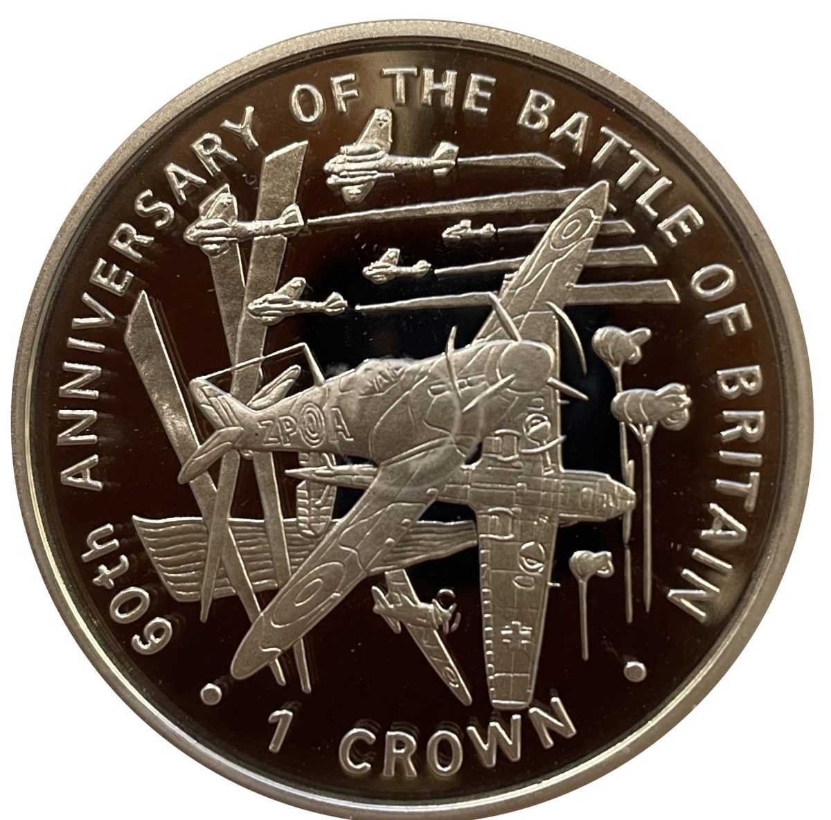 Isle of Man 1 Crown - Elizabeth II 60th Anniversary of the Battle of Britain; Silver Proof