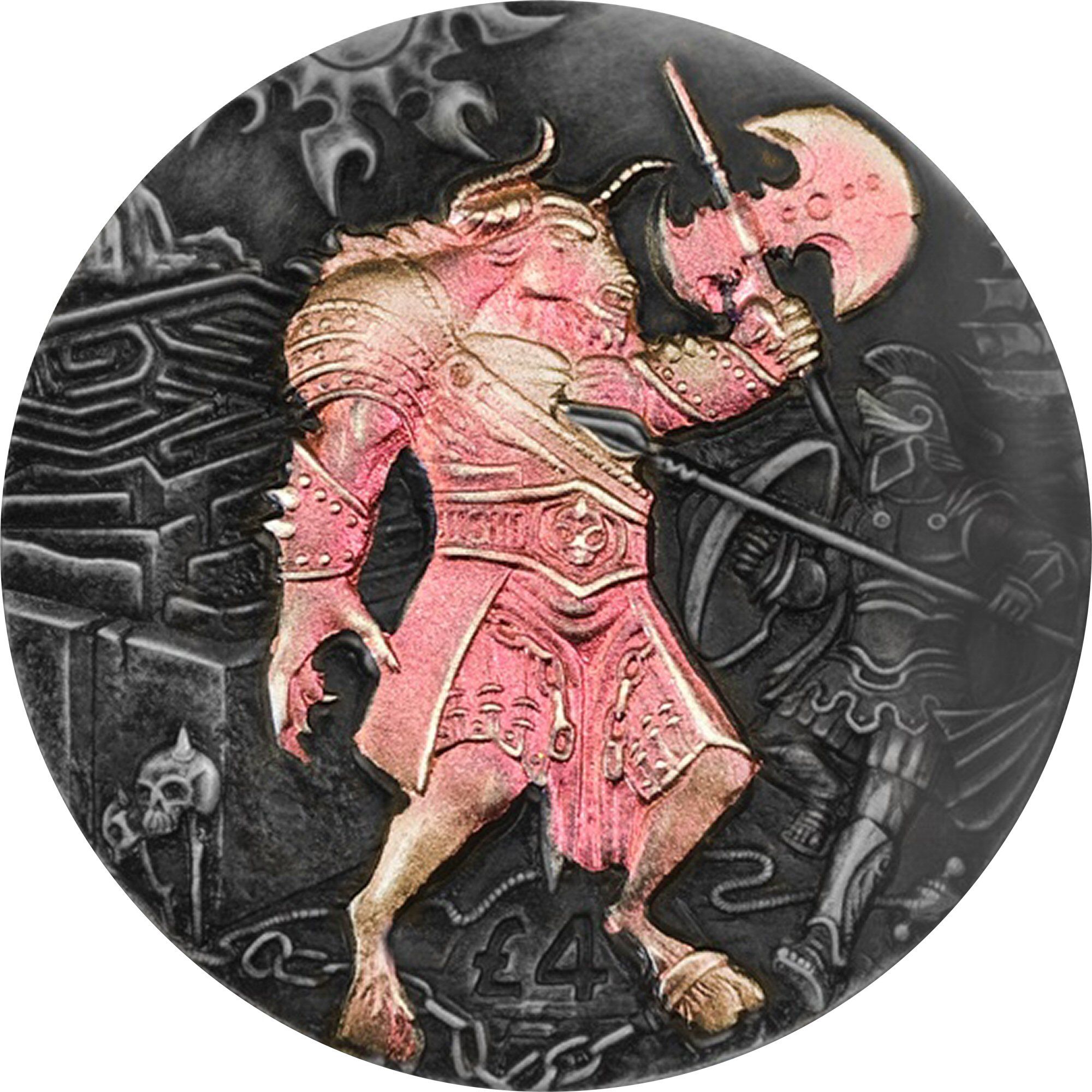 British Indian Ocean Territory 4 Pounds - Elizabeth II The Minotaur; Coloured