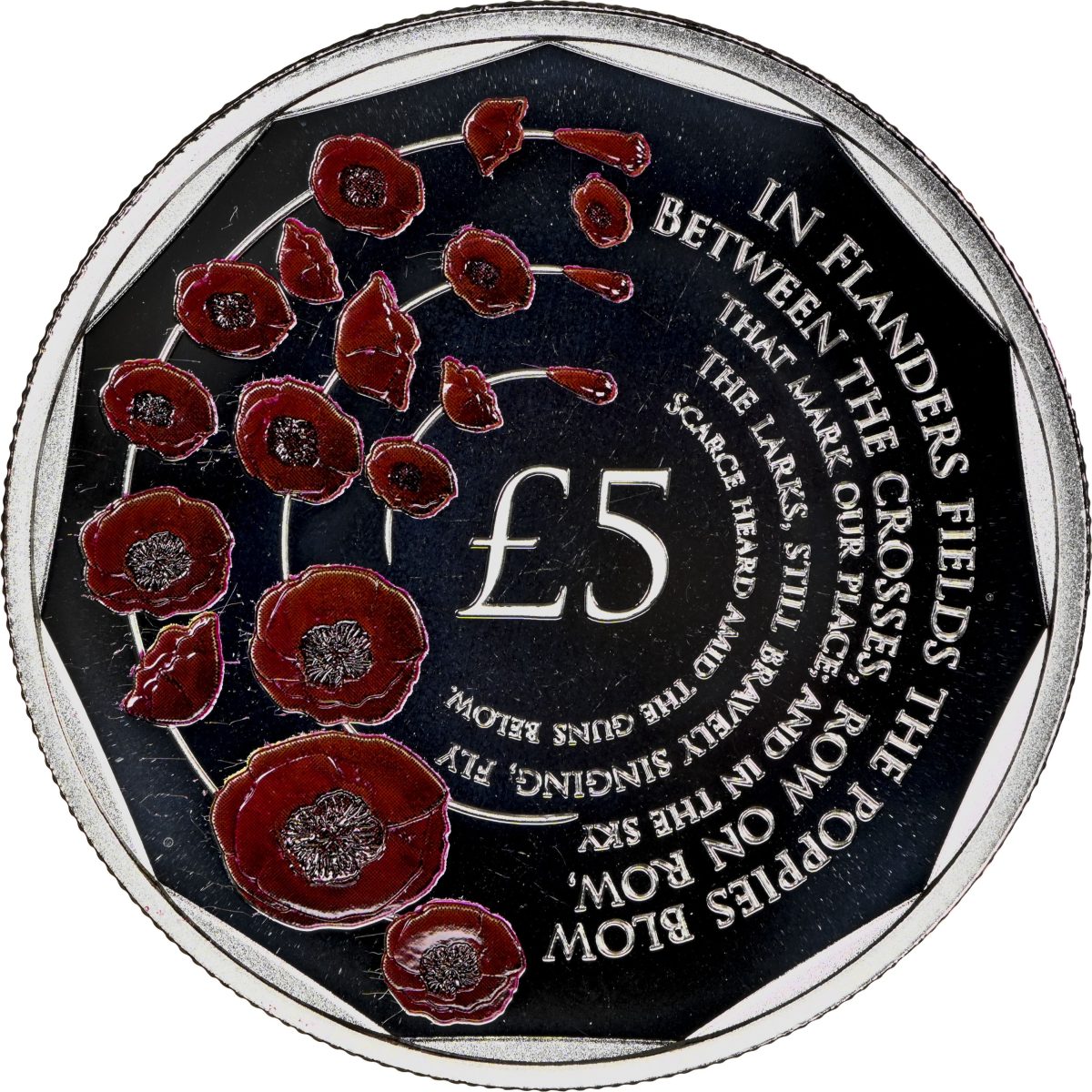 Alderney 5 Pounds - Elizabeth II Remembrance Day; Silver Proof reverse