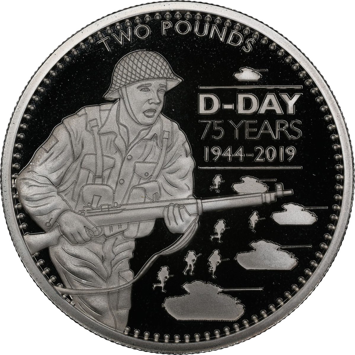 Alderney 2 Pounds - Elizabeth II D-Day Soldiers