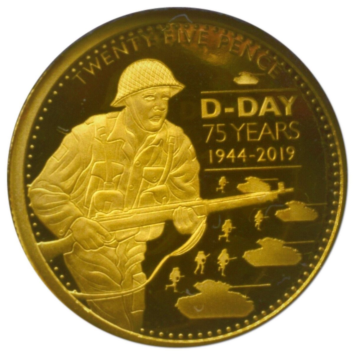 Alderney 25 Pence - Elizabeth II D-Day Soldiers