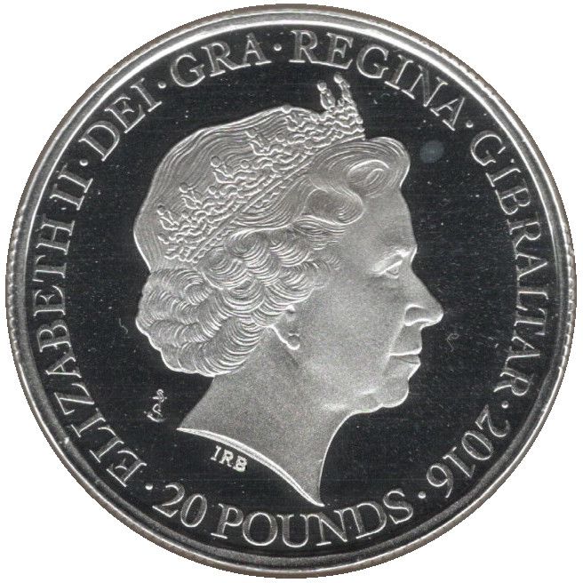 Gibraltar 20 Pounds - Elizabeth II Battle of the Atlantic - Churchill obverse