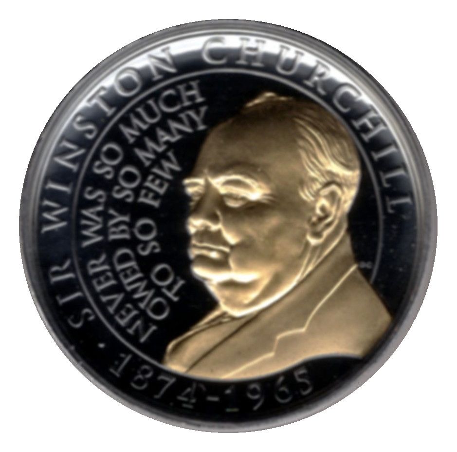 Gibraltar 1 Crown - Elizabeth II Sir Winston Churchill; Never was so much owed by so many to so few reverse