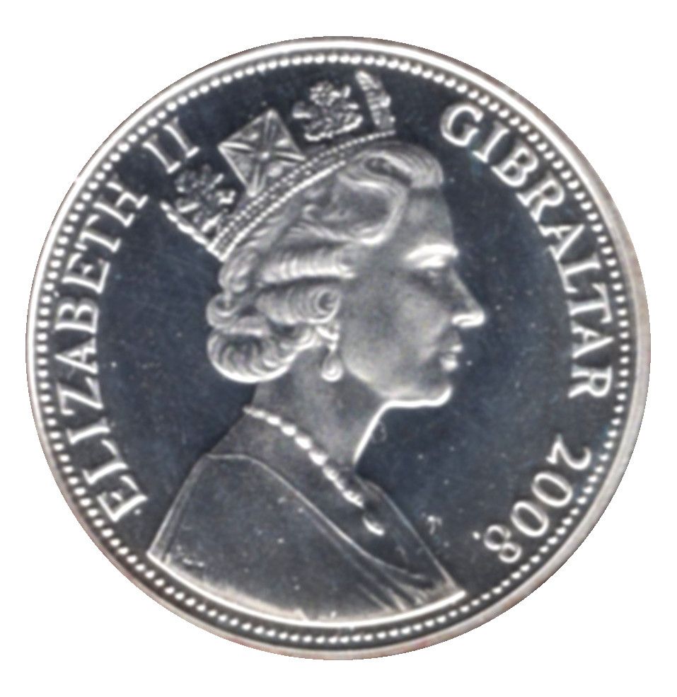 Gibraltar 1 Crown - Elizabeth II Flypast; Silver plated obverse