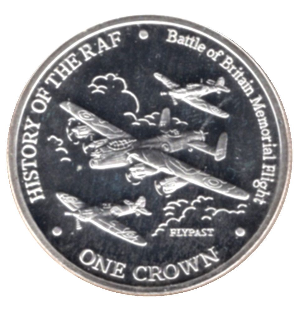 Gibraltar 1 Crown - Elizabeth II Flypast; Silver plated reverse