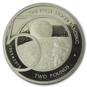 Alderney 2 Pounds - Elizabeth II The 50th Anniversary of the Moon Landing reverse