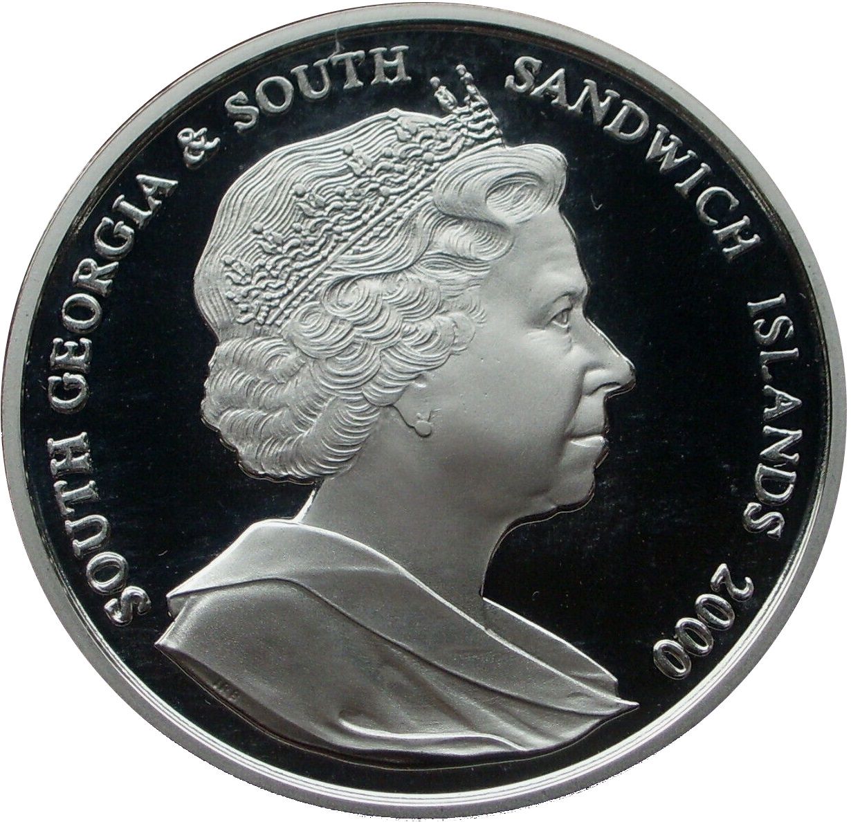 South Georgia and the South Sandwich Islands 2 Pounds - Elizabeth II Queen Mother, silver obverse