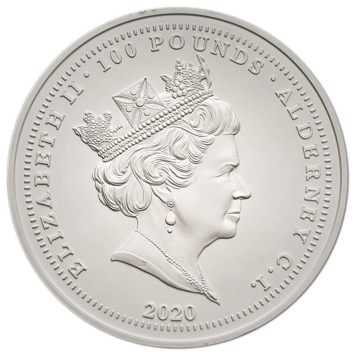 Alderney 100 Pounds - Elizabeth II Three Graces; Silver 1kg obverse