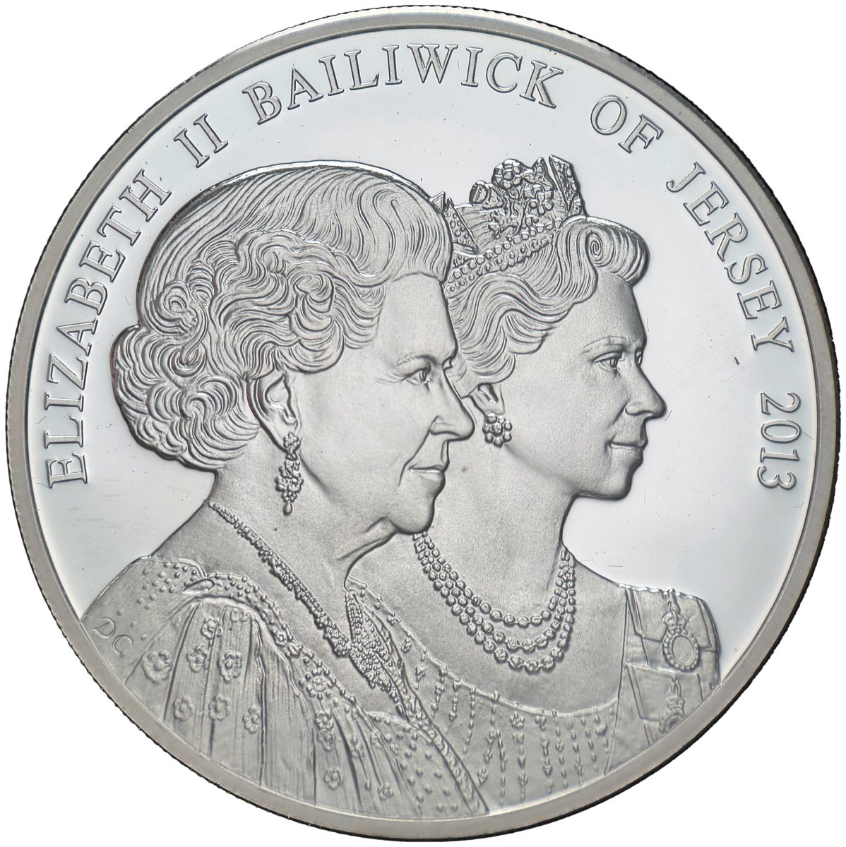 Jersey 5 Pounds - Elizabeth II Coronation Jubilee; Silver proof obverse