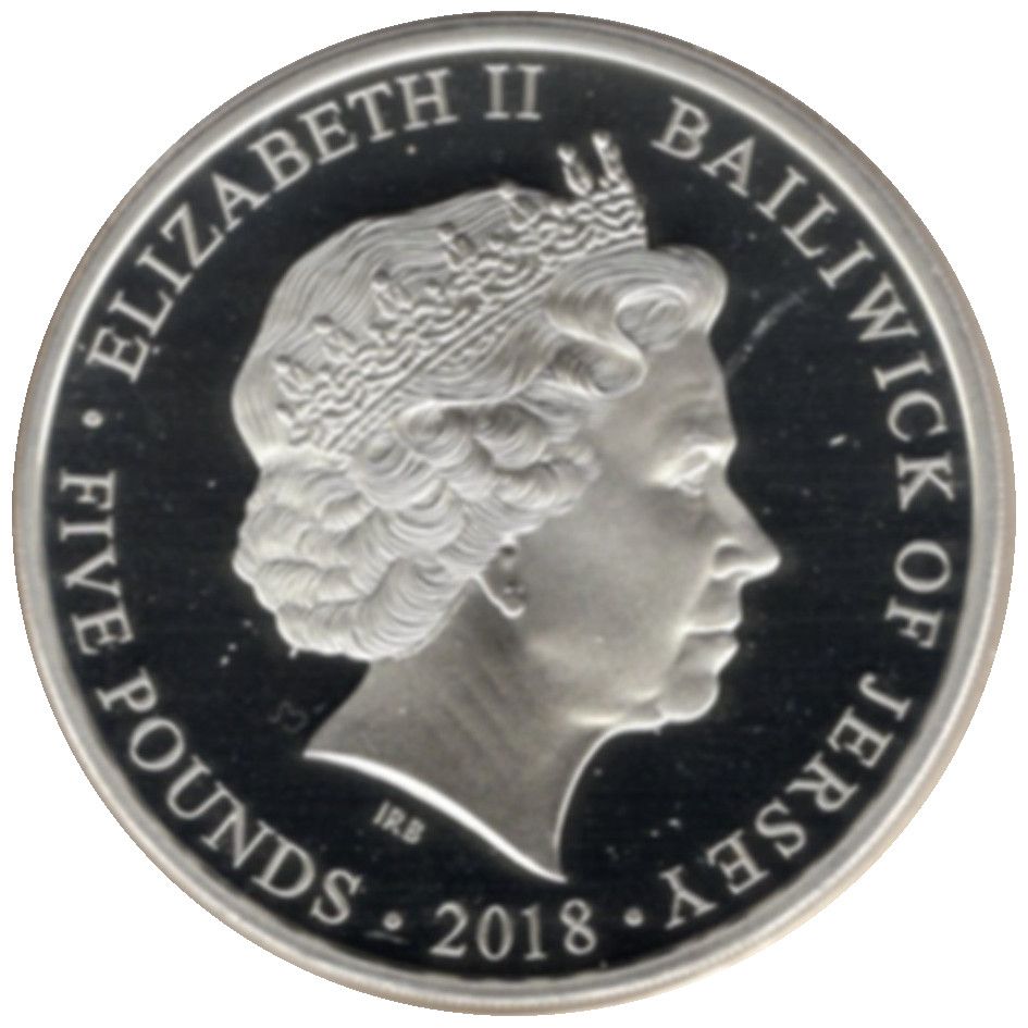 Jersey 5 Pounds - Elizabeth II The Centenary of the First World War; Silver proof obverse