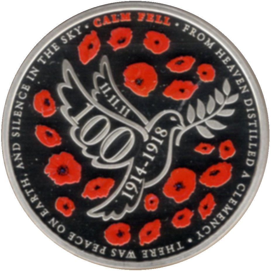 Jersey 5 Pounds - Elizabeth II The Centenary of the First World War; Silver proof reverse