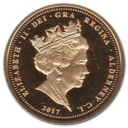 Alderney ¼ Sovereign - Elizabeth II Platinum Wedding; Gold Proof obverse