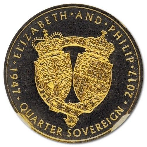 Alderney ¼ Sovereign - Elizabeth II Platinum Wedding; Gold Proof