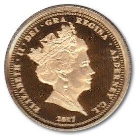 Alderney ½ Sovereign - Elizabeth II Platinum Wedding; Gold Proof obverse