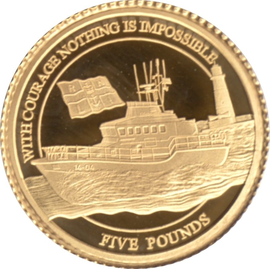 Alderney 5 Pounds - Elizabeth II RNLI; Roy Barker I reverse