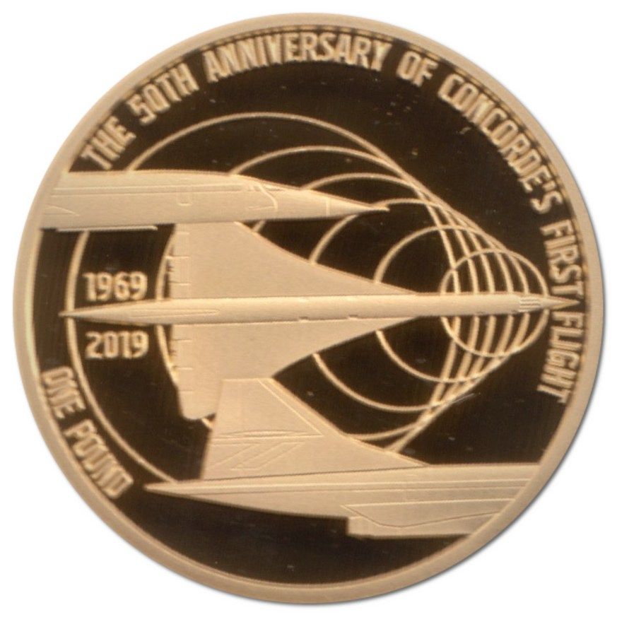 Alderney 1 Pound - Elizabeth II The 50th Anniversary of Concorde; Gold reverse