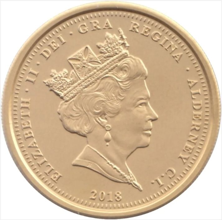 Alderney ½ Sovereign - Elizabeth II Remembrance 2018; Gold obverse