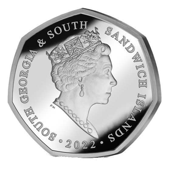 South Georgia and the South Sandwich Islands 50 Pence - Elizabeth II Sir Ernest Shackleton's Final Expedition: Quest - Silver